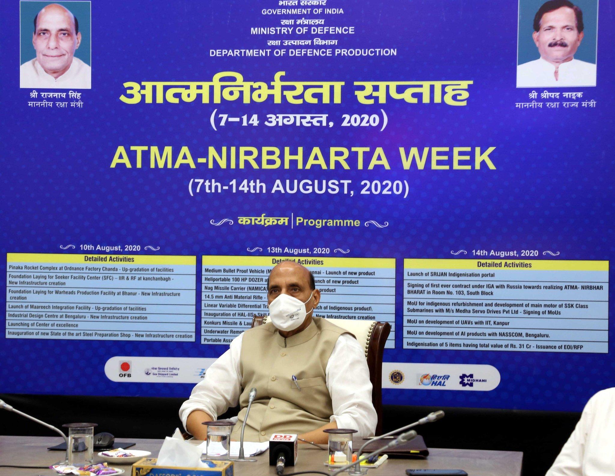 Atmanirbhar Week: Rajnath Singh launches initiatives for modernization and upgradation of facilities