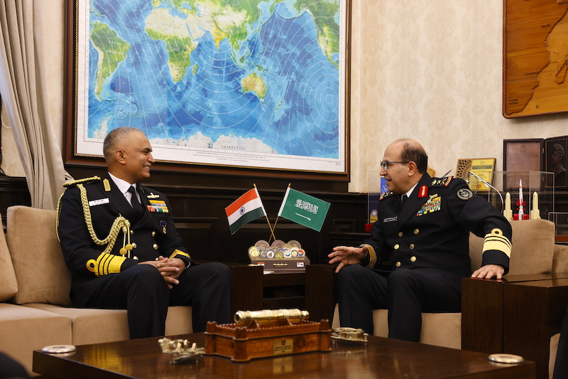 Admiral Fahad bin Abdullah Al-Ghofaily, chief of Saudi Arabian navy, visits India