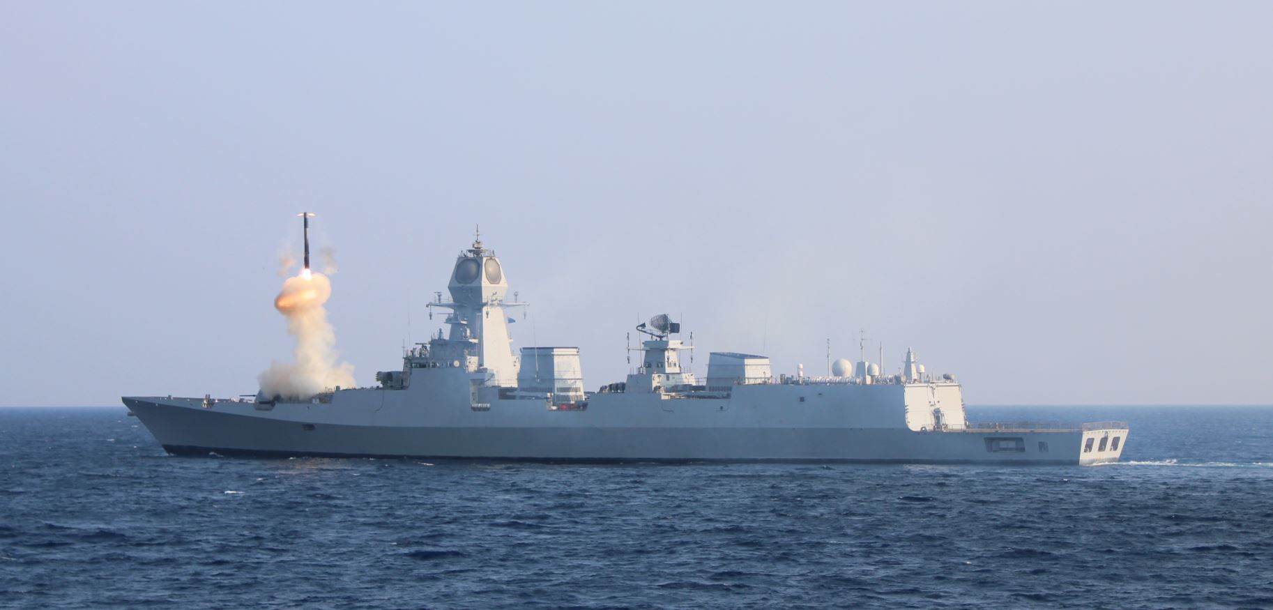 BrahMos cruise missile fired from Indian Navys destroyer Imphal