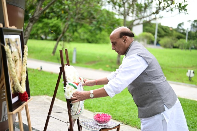 Rajnath Singh pays tribute to Netaji Subhas Chandra Bose in Singapore 