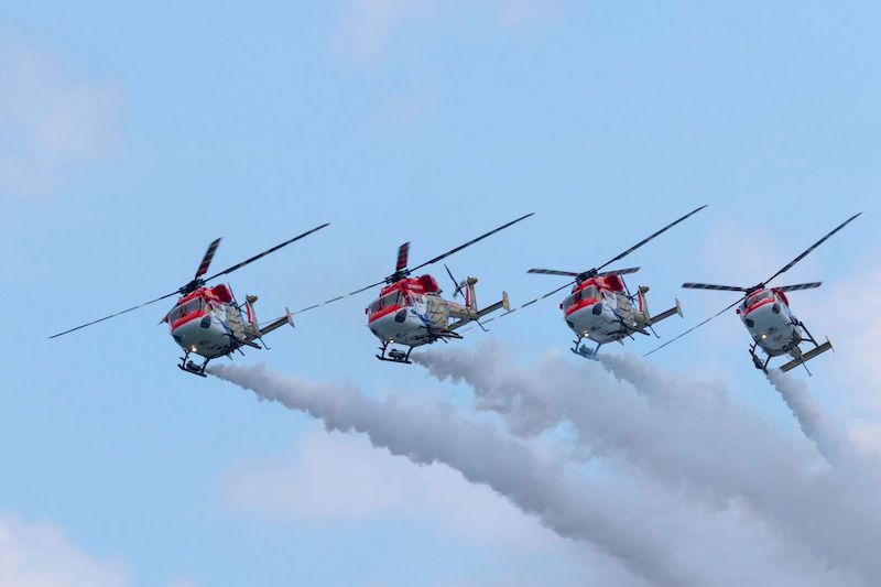 As Singapore Airshow  2024 ends, Indian Air Forces Sarang Helicopter Display Team mesmerize crowd