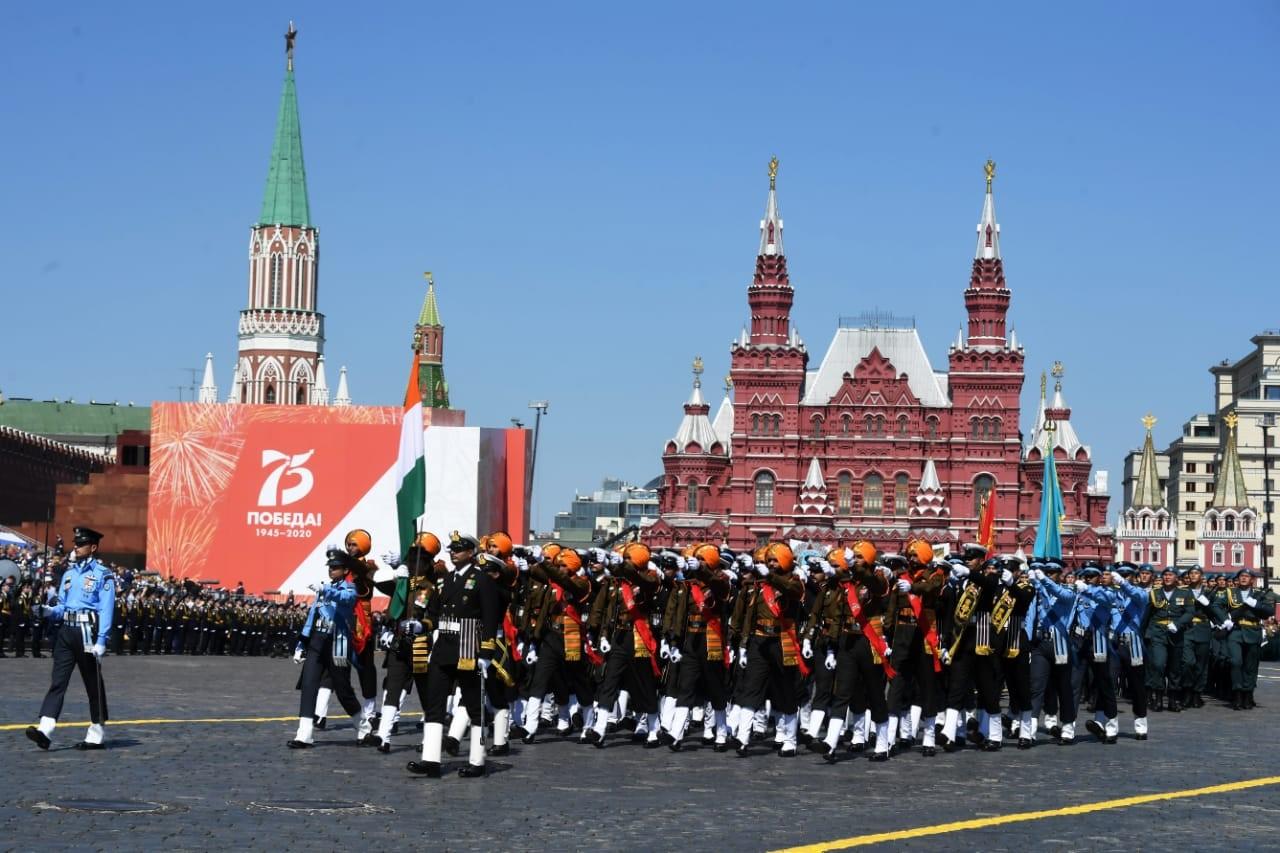 Indias triservice contingent participates in Victory Day parade in Russia