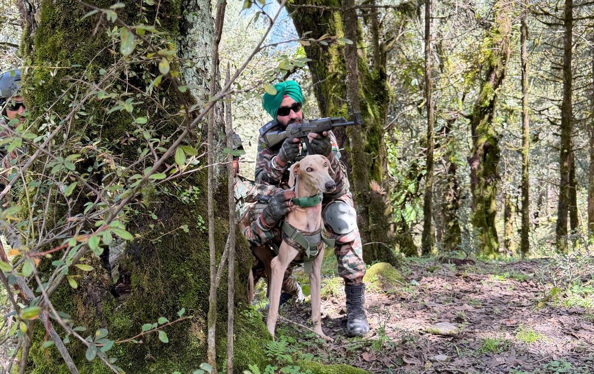 Four Indian Army dogs take part in Exercise Yudh Abhyas 2026