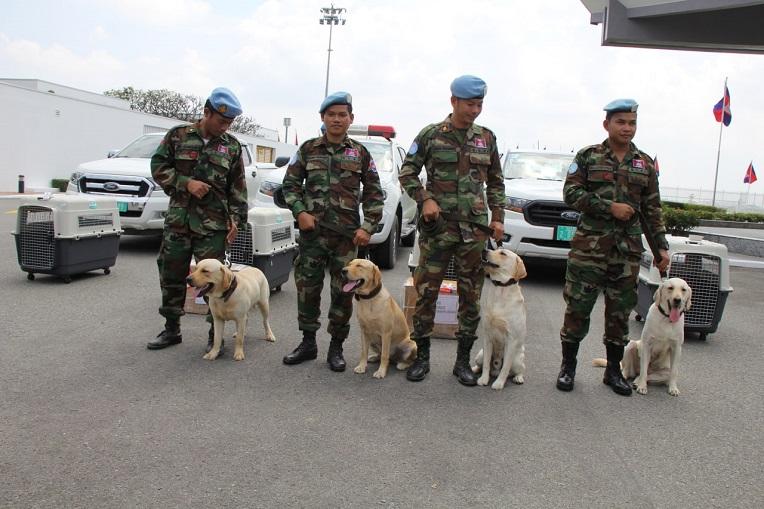 India Army gifted 4 explosive detection dogs to Cambodian armed forces