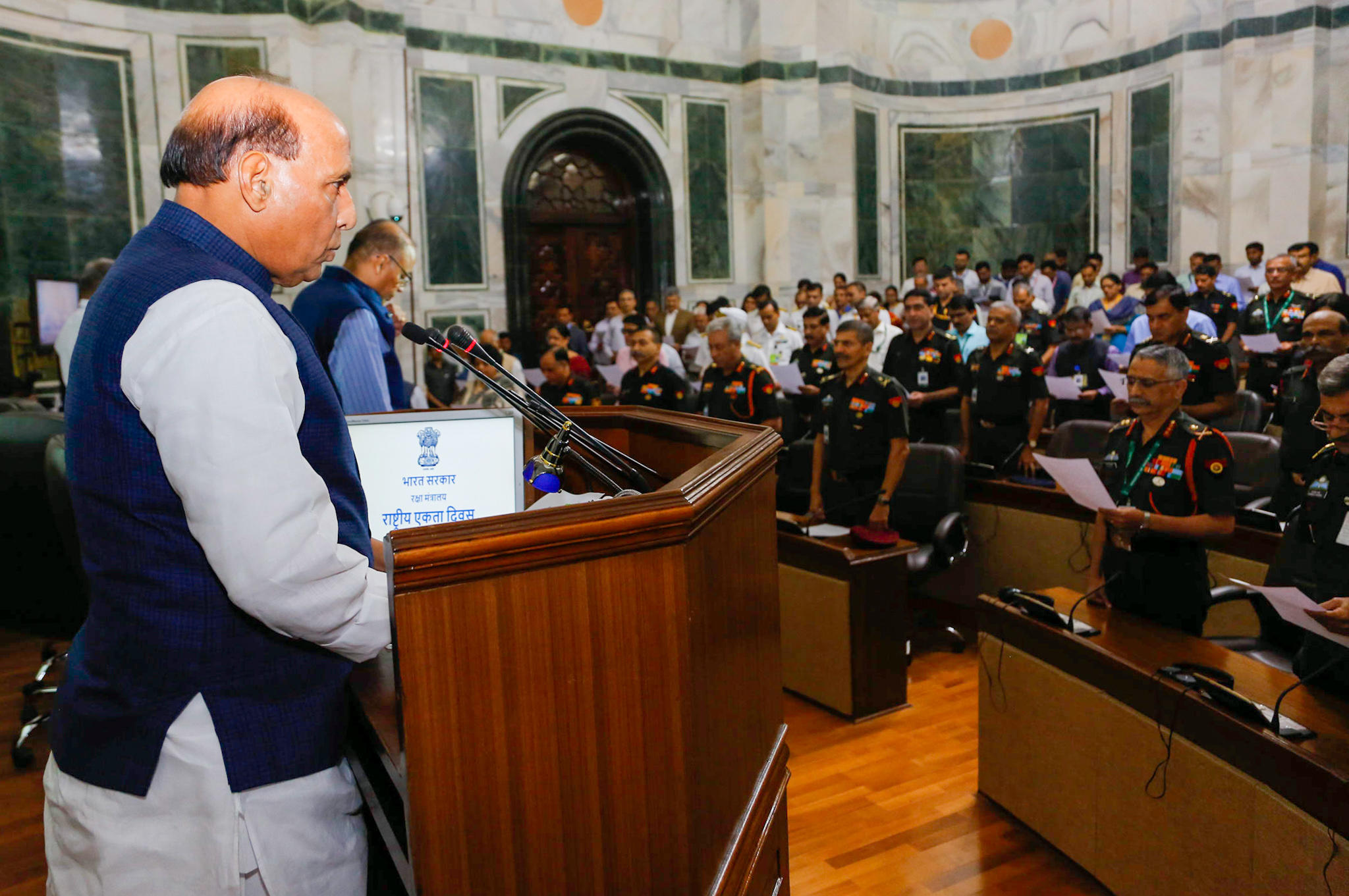 Rajnath Singh administers Rashtriya Ekta Diwas Pledge to MoD officials