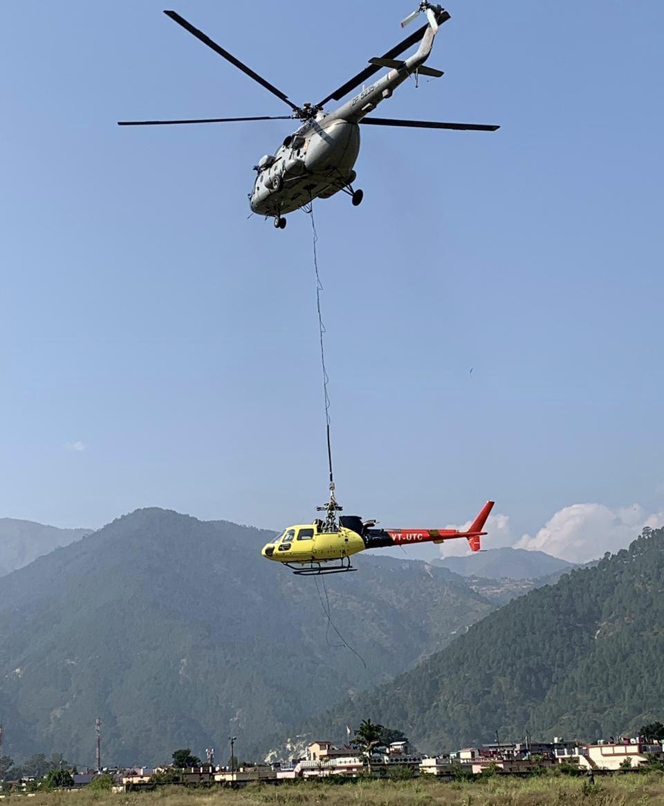 IAF choppers evacuate crashed civilian aircraft in Kedarnath