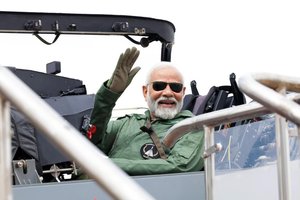 PM Narendra Modi flies in LCA Tejas in Bengaluru 