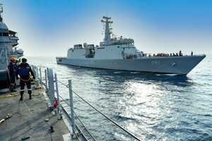 IOS Sagar leaves for Karwar after Indian Navy personnel and 44 trainees from 9 friendly nations complete harbour, sea training