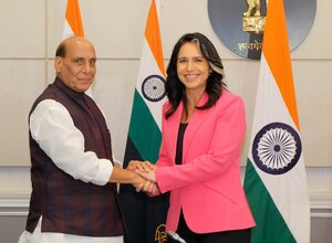 Rajnath Singh meets US intelligence chief Tulsi Gabbard in New Delhi