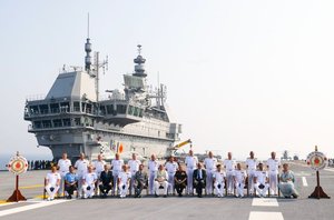 Naval Commandersâ€™ Conference â€“ 2023: On board INS Vikrant, Rajnath Singh reviews Indian Navyâ€™s operational capabilities
