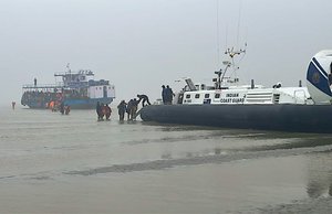 Indian Coast Guard rescues 182 Gangasagar pilgrims stranded on a grounded ferry off Kakdwip in West Bengal