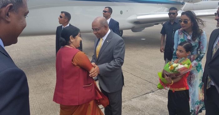 Sushma leaves for Maldives on a two-day visit