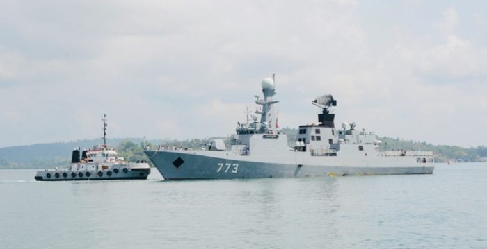 Myanmar Navy’s ships arrive for 8th Indo-Myanmar CORPAT at Port Blair