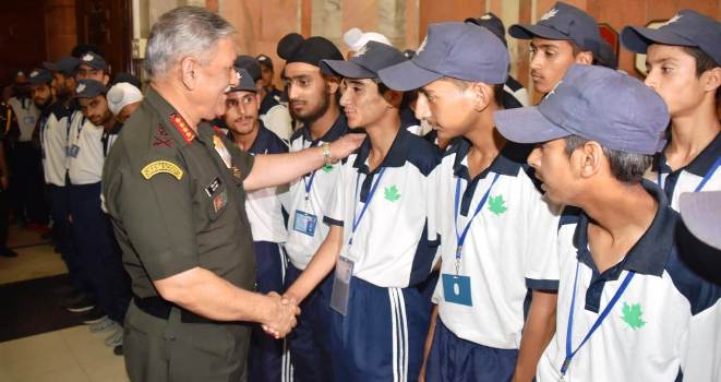 Gen Rawat motivates students from Jammu & Kashmir for nation building