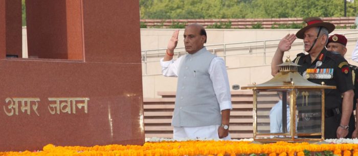 Rajnath Singh pays tributes at National War Memorial